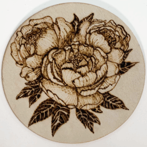 Peony - Original Woodburned Round